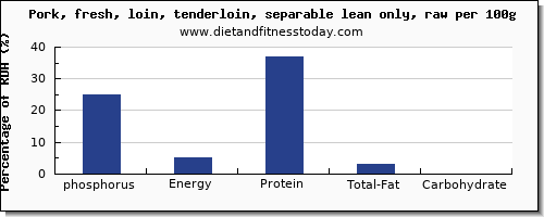 phosphorus and nutrition facts in pork loin per 100g